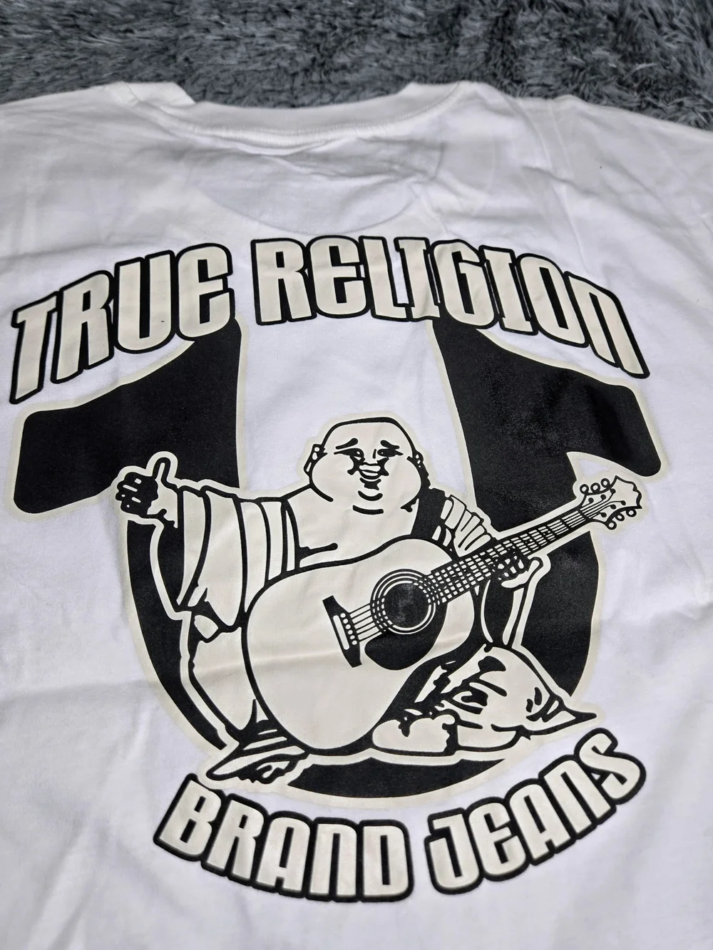 True Religion Mens Short Sleeve White Budda T-Shirt